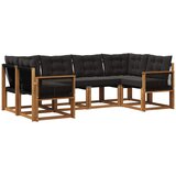 vidaXL Zunanja garnitura za sedenje z blazino 6 pcs Naravna in črna, (5000270862) | Shoptok.si