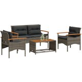 Maison Chic Seti vrtnega pohištva - Vrtna garnitura - Vrtni pohištvo set 4-delna z blazinami siv poli ratan, (21819971) | Shoptok.si