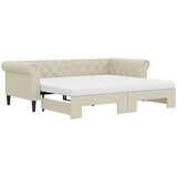 vidaXL Izvlečna dnevna postelja z vzmetnicami krem 90x200 cm | Shoptok.si