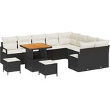 12 kom. vrtni sofa set s jastučićima crni poli ratan akacija dvosed vrtna sofa s prostorom za odlaganje i jastučićima crni poli | shoptok.hr