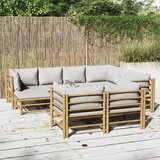 The Living Store Vrtna sedežna garnitura 10-delna svetlo sive blazine bambus - Vrtna Sedežna Garnitura, (21424107) | Shoptok.si