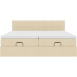 vidaXL Otomanski posteljni okvir z vzmetnicami krem 200x200 cm blago | Shoptok.si