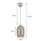  Brilagi-LED Visilica na sajli R GLASS 1xE27/60W/230V prečnik 14 cm srebrna/dimno-siva Slike