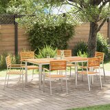 vidaXL 7-delni vrtnim jedilnim set iz trdega lesa tikovine, zunanja jedilna miza 180x90x75 cm iz trdega lesa tikovine, zložljivi vrtnim stoli 2 kosa iz trdega lesa tikovine in jekla, zložljivi vrtnim stoli 4 kosa iz trdega lesa tikovine in jekla | Shoptok.si