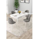 Hanah home trpezarijski set Rut, sto na razvlačenje i 4 stolice, bela ploča, siva tkanina Babyface | Eponuda.com