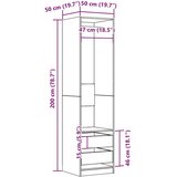 vidaXL Garderobna omara artisan hrast 50x50x200 cm inženirski les | Shoptok.si