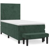 vidaXL Box spring postelja z vzmetnico temno zelena 100x200 cm žamet | Shoptok.si
