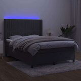  Krevet box spring s madracem LED tamnosivi 140x200 cm baršun | shoptok.hr