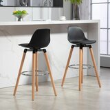  Set od 2 barske stolice skandinavski dizajn s osloncem za noge 43 cm x 43 cm x 91 cm prirodna + crna | shoptok.hr