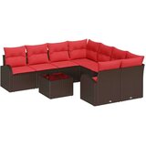  Kavčna garnitura 9 pcs Rjava in rdeča Poliester, (5000138171) | Shoptok.si