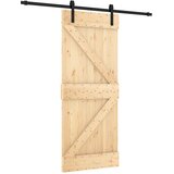  Klizna vrata Prirodna i crna 85 x 210 cm Čvrsta borovina | Eponuda.ba