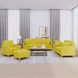  4-dijelni set sofa s jastucima svjetložuti od tkanine | shoptok.hr