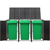 vidaXL Trojna lopa za smetnjak črna 207x80x117 cm poli ratan | Shoptok.si