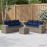  Set sofe 8 kom. Siva i tamnoplava Poli Rattan i čelik | shoptok.hr