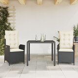  The Living Store Vrtna jedilna garnitura 3-delna z blazinami črn poli ratan - Vrtna Jedilna Garnitura, (21477671) | Shoptok.si