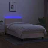 vidaXL Krevet box spring s madracem LED krem 90x190 cm od tkanine | shoptok.hr