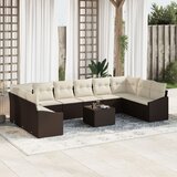 vidaXL Set vrtnog namještaja Set od 11 Bež Poli ratan Vrtna sofa Cijene