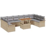  Vrtna garnitura - 11-dijelni set vrtnih sofa s jastučićima Bež poliratan 2-sjededalna vrtna sofa sa skladištem i jastučićima Be | shoptok.hr