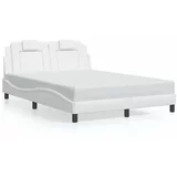  Okvir kreveta s LED svjetlima bijeli 140x190 cm od umjetne kože