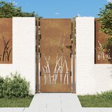 vidaXL Vrtna vrata 105x180 cm Corten jeklo dizajn trave Cene