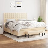  The Living Store Box spring postelja z vzmetnico krem 160x200 cm blago - Box Spring Postelja, (21512125) Cene