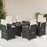 vidaXL 7-dijelni vrtni blagovaonski set s jastucima crni od poliratana | shoptok.hr