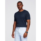 Ombre Men's classic knitted shirt with ribbed cuffs - navy blue | Shoptok.si