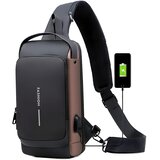  Torba preko ramena s USB punjenjem protiv krađe - Crna / Smeđa KP25261 | shoptok.hr