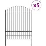 vidaXL Ograda s izbočinama Set od 5 Siva Čelik obložen prahom Proširiva | shoptok.hr