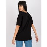 Fashion Hunters Black, loose-fitting cotton t-shirt with an applique Cene