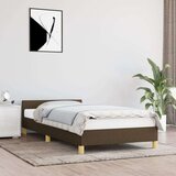  Posteljni okvir z vzglavjem temno rjav 90x190 cm blago, (20788413) Cene