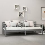  Dnevni ležaj s madracem 90 x 200 cm sivi od masivne borovine | shoptok.hr