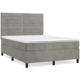 Maison Chic Box spring postelja - Vzmetna postelja z vzmetnico svetlo siv 140x190 cm žamet SL15074, (21901369) | Shoptok.si