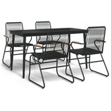  5-dijelni vrtni blagovaonski set od PVC ratana crni | shoptok.hr