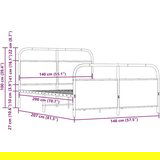 vidaXL Kovinski posteljni okvir brez vzmetnice rjavi hrast 140x200 cm | Shoptok.si