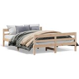 vidaXL Posteljni okvir z vzglavjem 140x200 cm trdna borovina Cene