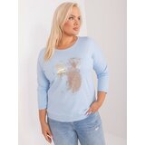 Fashion Hunters Light blue plus size blouse with appliqué | ePonuda.com
