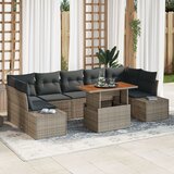 vidaXL Vrtni Kavč Set 8 Rjava, Siva Ratan, Poliestr, Jeklo, (22065098) | Shoptok.si