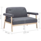  Dvosjed od tkanine tamnosivi | shoptok.hr