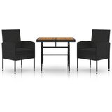  3-dijelni vrtni blagovaonski set od poliratana crni | shoptok.hr