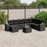  9-dijelni set vrtnih sofa s jastucima crni od poliratana | shoptok.hr