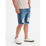 Ombre Men's short denim shorts with rips and holes - blue | shoptok.hr