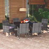  7-dijelni vrtni blagovaonski set sivi od poliratana Siva Dužina stola 150 cm | Shoptok.si