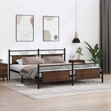 Metalni okvir kreveta bez madraca smeđa boja hrasta 193x201 cm | shoptok.hr