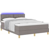  LED Box Spring Krevet Sivo-smeđa 140 x 190 cm tkanina | shoptok.hr