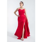Lafaba Women's Red Strapless Long Evening Dress