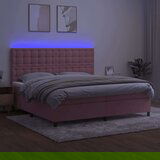  Box spring postelja z vzmetnico LED roza 200x200 cm žamet | Shoptok.si
