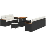 vidaXL set vrtne sofe od 10 dijelova s jastučićima Crna Poli ratan Akacija, set vrtne garniture s jastučićima Crna Poli ratan Akacija Cijene