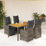 vidaXL 5-dijelni vrtni bistro set od poliratana s jastucima sivi | shoptok.hr