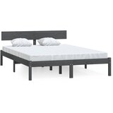 Maison Chic Posteljni okvir - Dvoposteljna postelja - Zakonska postelja siv iz trdne borovine 200x200 cm-J5423, (21768533) | Shoptok.si